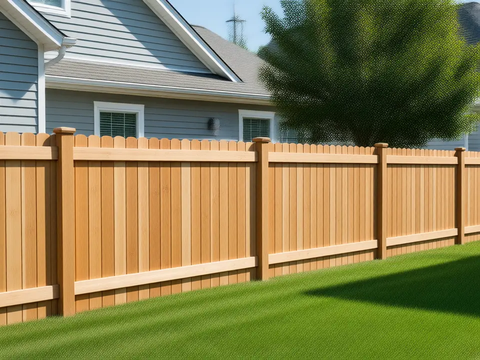 Example image: new cedar privacy fence in a backyard