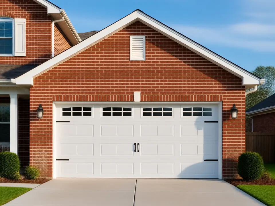 Example image: new carriage-style garage door on a brick home