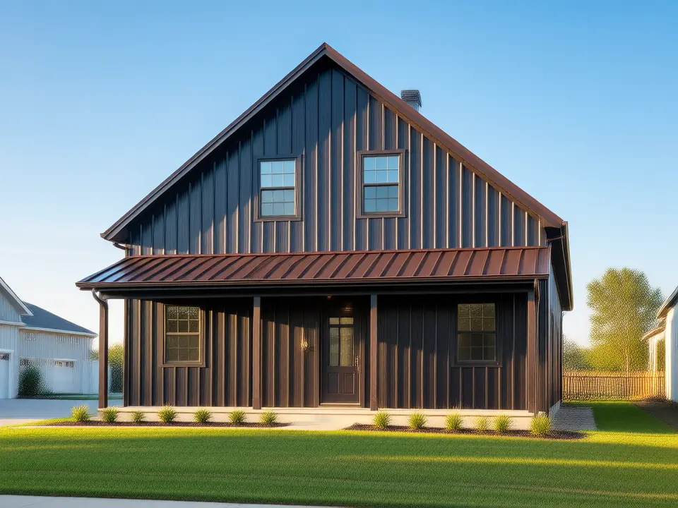 Example image: dark standing seam metal roof on a Texas home